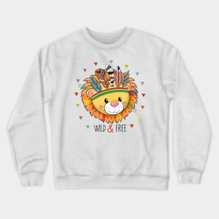 Cute lion with feathers and Indian coloring Crewneck Sweatshirt